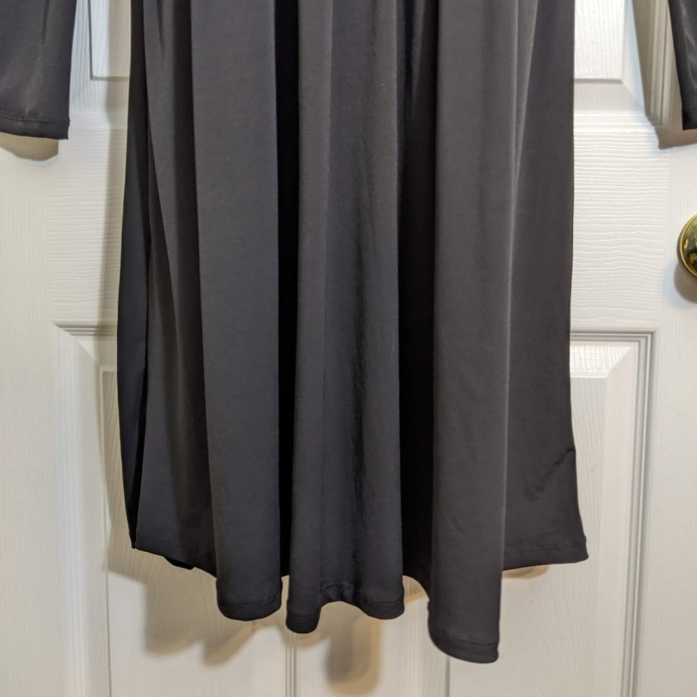 Zara Black Mock Neck Long Sleeve Drop Waist Midi Length Dress - size M - Picture 6 of 12